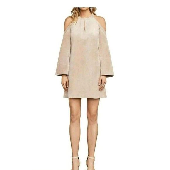 BCBG MAXAZRIA LAGUNA FAUX-SUEDE SHIFT DRESS PINK Xs Boho Feminine Cottagecore - Picture 1 of 3